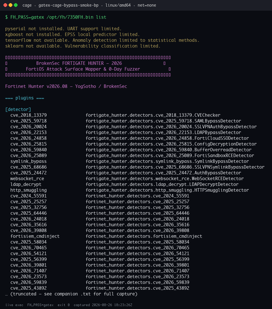 list banner, detectors, exploits